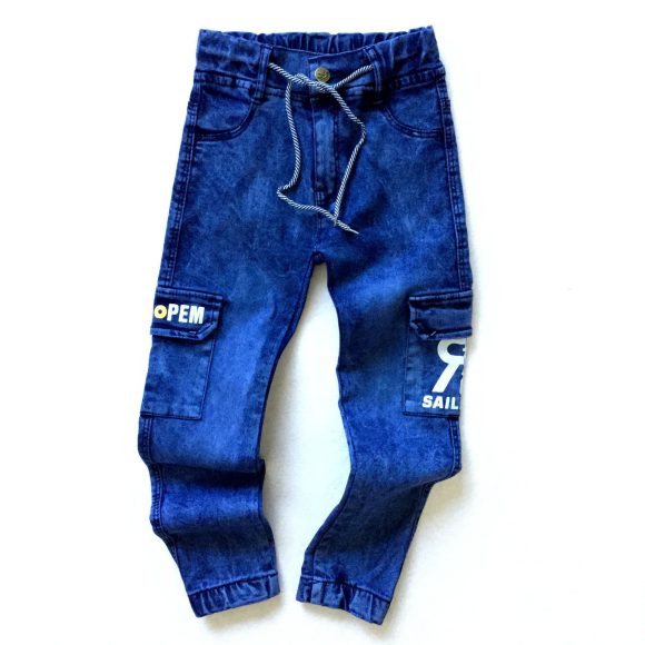 Boys' Monogram Print Multi-pocket Cargo Jeans - Image 5