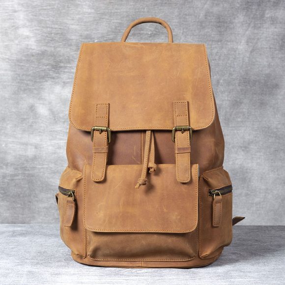 Crazy Horse Leather Backpack Men's Handmade Classic - Image 4