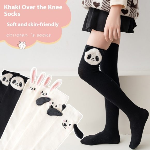 Cute Girl Cartoon Unique Panda Puppy Bunny Princess Style Long Socks - Image 3