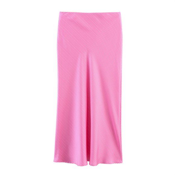European And American Style Slim Stripe Silk Satin Texture Midi Dress - Image 5