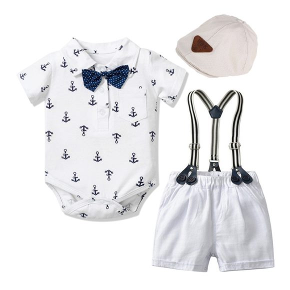 Baby Boy Gentleman Clothes Printed Triangle Romper - Image 3