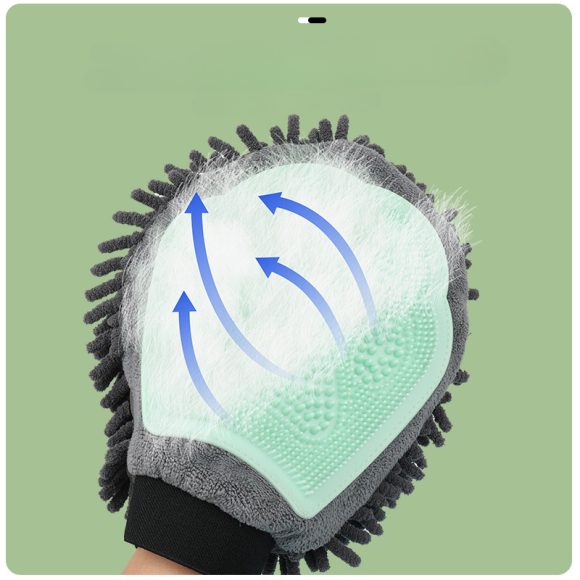 Pet Bathing Brush 2-in-1 Grooming Glove Elegant Dog Grooming Tool For Brushing, Massaging, And Drying Pet Grooming Kit For Dog Cat 2-Sided Bathing Brush Cleaning Massage Glove - Image 8