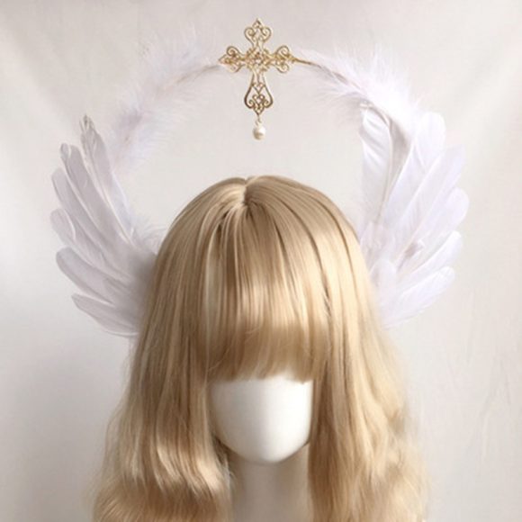 Wheat Ear Cross Feather Church Pope Golden Hair Ornament - Image 8