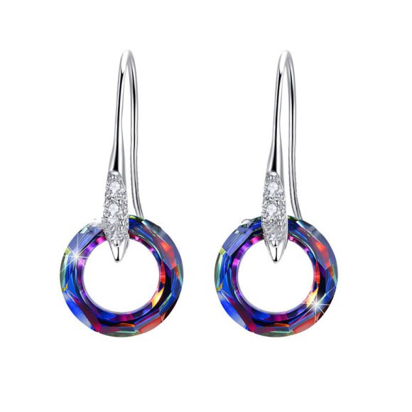 Austrian Crystal S925 Silver Universe Ring With Diamond Ear Hook Earrings - Image 4