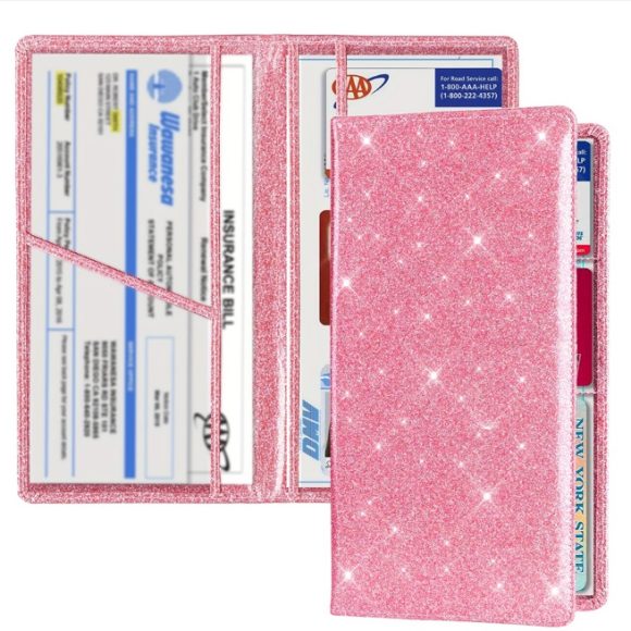 Insurance Document Card Holder In Rose Gold And Black - Image 6