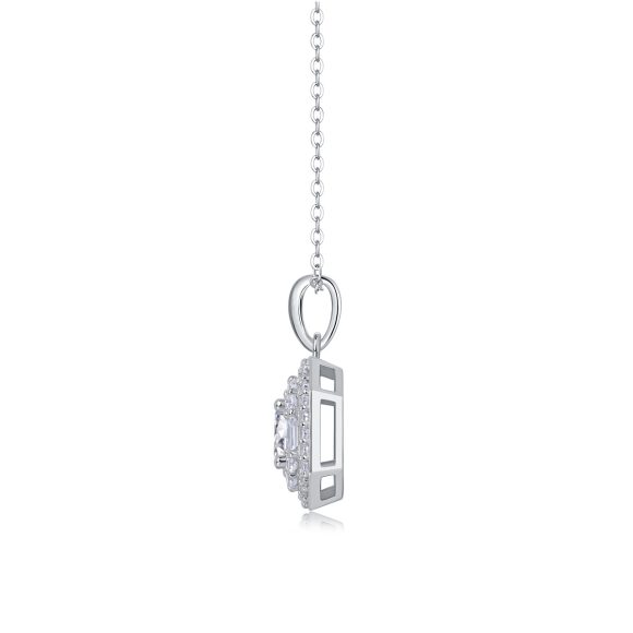Small Square Bag Luxury Fashion Diamond Pendant Necklace Set With Mosan Diamond Silver Ornaments - Image 2