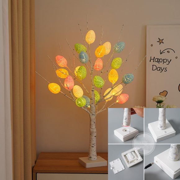 Easter Decoration 60cm Birch Tree Home Easter Egg LED Light Gift Spring Party Tabletop Ornaments Light Easter Party Kids Gifts - Image 5