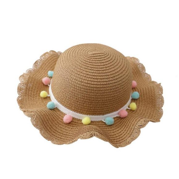 Small Ball Solid Color Children Straw Hat Bag Set - Image 2