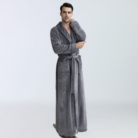 Men's Winter Coral Fleece Nightgown Homewear Thickened Pajamas - Image 9