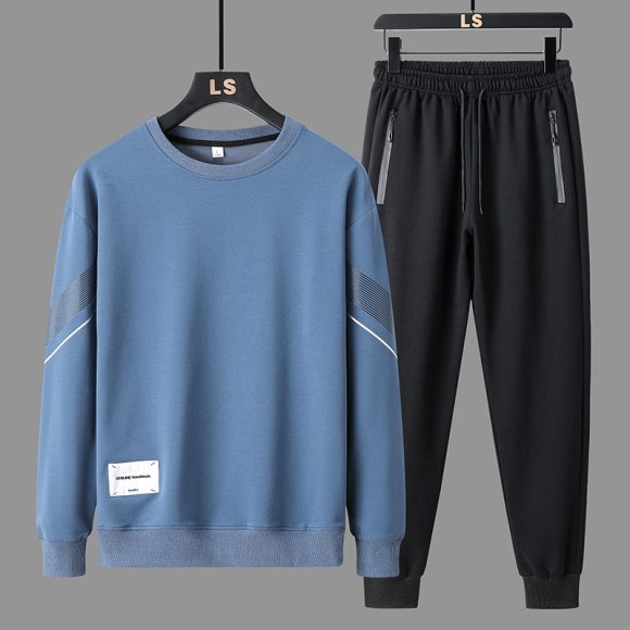 Round Neck Sweater Pants Men's Casual Sweatshirt Outfit - Image 6