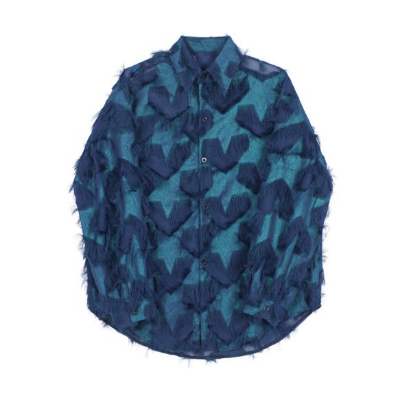 Heart-shaped Tassel Hollow-out Senior Sense Of Design Shirt Men's Autumn Fashion Loose Personality - Image 9