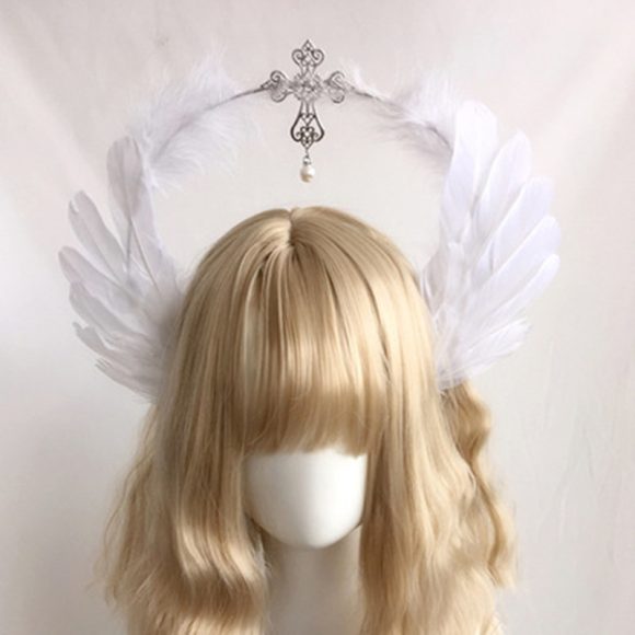 Wheat Ear Cross Feather Church Pope Golden Hair Ornament - Image 4