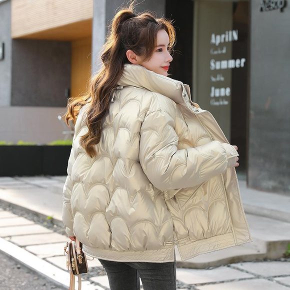 Women's Cotton-padded Coat Korean Style Quilted Jacket Stand Collar Cotton-padded Jacket - Image 8