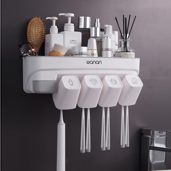 Suction Wall-mounted Multifunctional Washing Cup Holder Set - Image 8