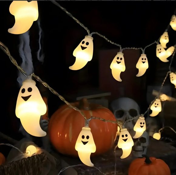 PVC Soft Material Halloween Lighting Chain Pumpkin Ghost Bat Modeling Lamp Indoor And Outdoor Home Decoration - Image 5