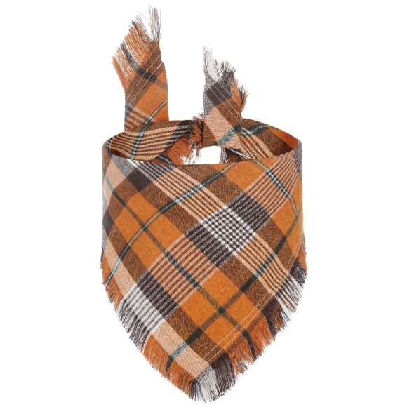 Vivifying Fall Dog Bandana With Tassels Edges Classic Plaid Triangle Dog Apparel Accessories Unny Dog Scarf Costume For Thanksgiving Photo Prop  And Party Decor - Image 2