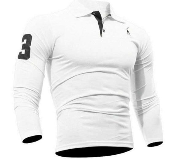 Embroidered Deer Digital Polo Collar Men's Long Sleeve - Image 5