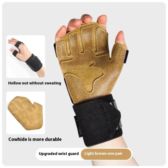 Cowhide Fitness Anti-slip Wrist Gloves - Image 3