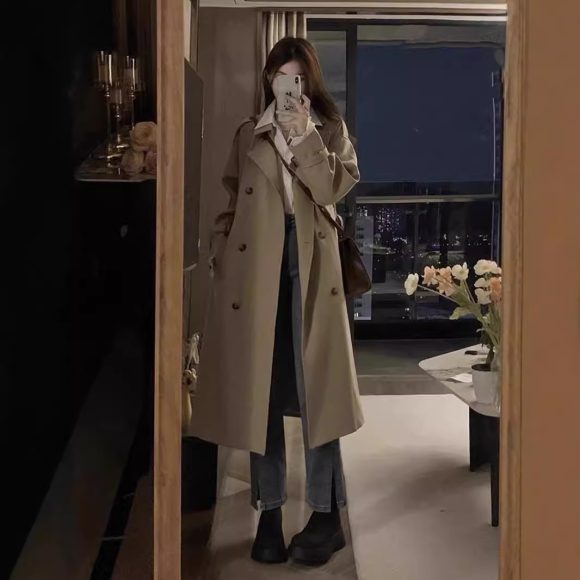 New Spring And Autumn British Style Mid-length Early Autumn Trench Coat For Women - Image 4
