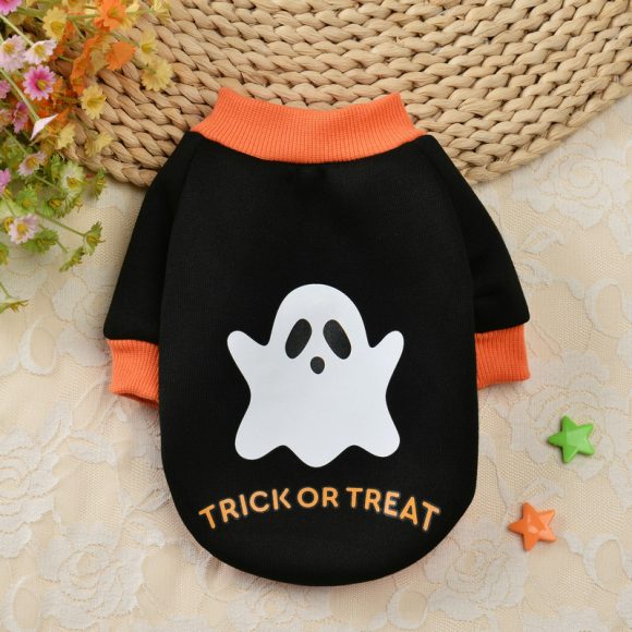 Halloween Pumpkin Skull Pet Teddy Small Dog Autumn Winter Sweater - Image 6