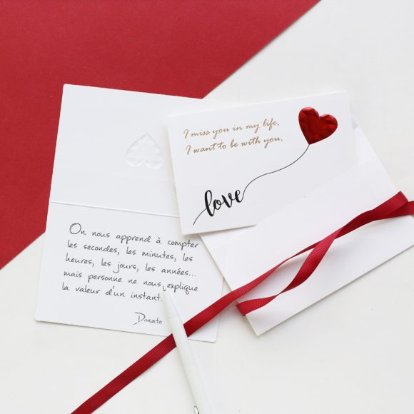 Solid Red Heart Greeting Card with Envelopes Romantic Letter I Love You Forever - Image 2