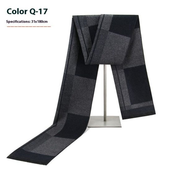 New Men's Winter Warm Cashmere-like Striped Business Scarf For Young People - Image 6