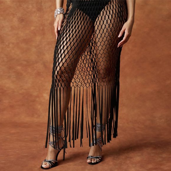 Women's Fishnet Beach Skirt Tassel Skirt - Image 3