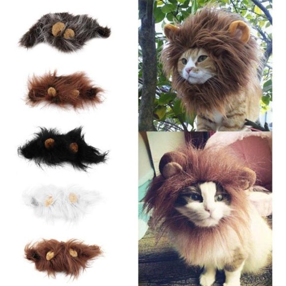 Funny Pet Hat For Small Dogs Cats Hat Emulation Lion Hair Mane Ears Head Cap Scarf Pet Halloween Festival Costume - Image 4