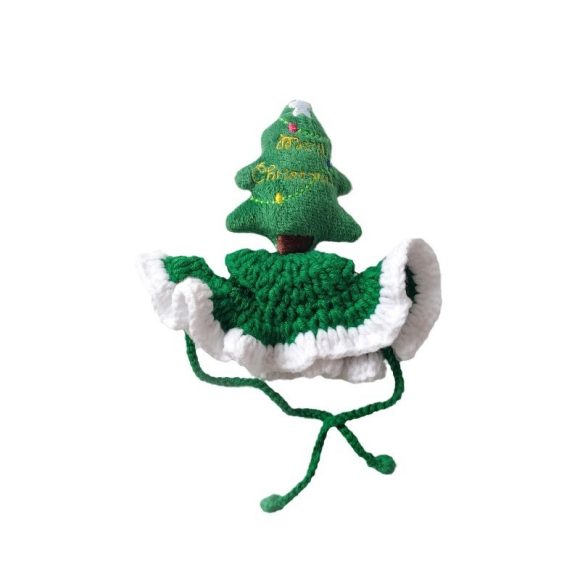 Christmas Tree Pet Head Cover Crocheted Hand-woven Cat Dog Hats Pets Products - Image 2