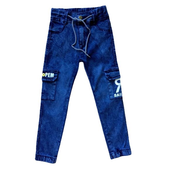 Boys' Monogram Print Multi-pocket Cargo Jeans - Image 2