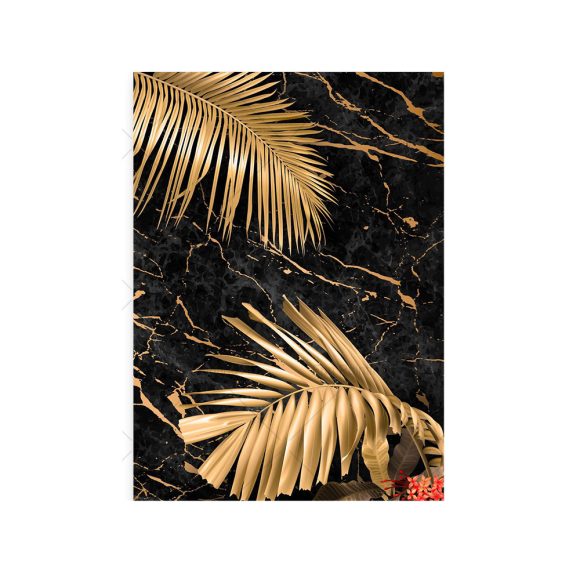 Black Gold Marble Tropical Plants Poster Canvas Painting - Image 3