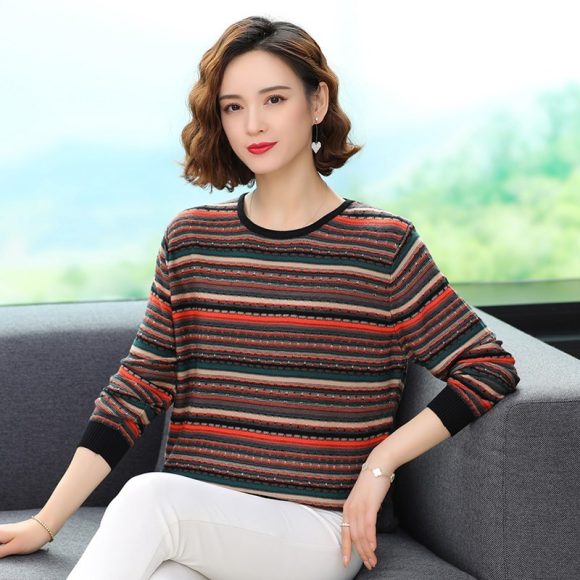 Striped Sweater Thin Bottoming Shirt - Image 8