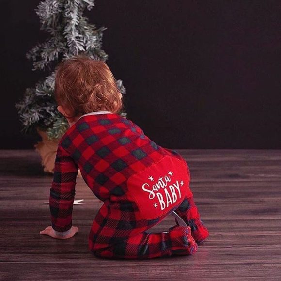 Infant Baby Boys Girls Christmas Santa XMAS Letter Plaid Romper Jumpsuit Outfits baby clothes winter clothe - Image 6
