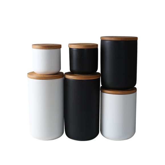 Kitchen ceramic wooden lid sealed storage jar - Image 5