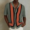 Men's Summer New Striped Contrast Color Knitwear Top - Image 3