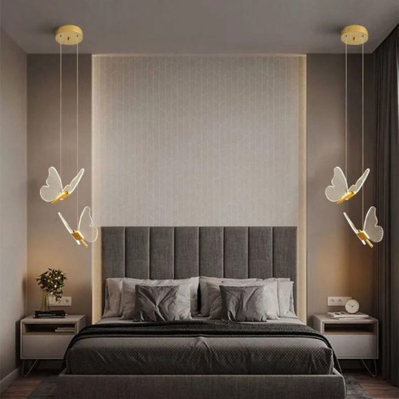 Long Line Modern Minimalist Bedroom Butterfly Bedside Chandelier Lamp - Image 3