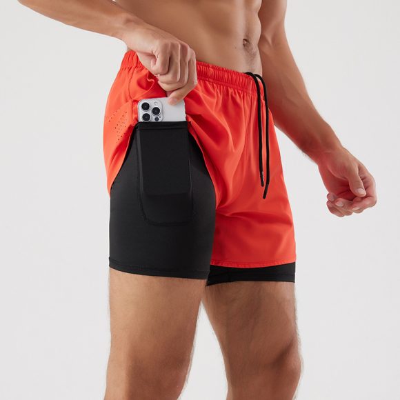 Men's Loose Three-point Quick-drying Lined Anti-exposure Double-layer Fitness Shorts - Image 5