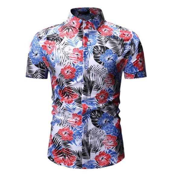 Men's Summer Beach Short-sleeved Floral Shirt - Image 3