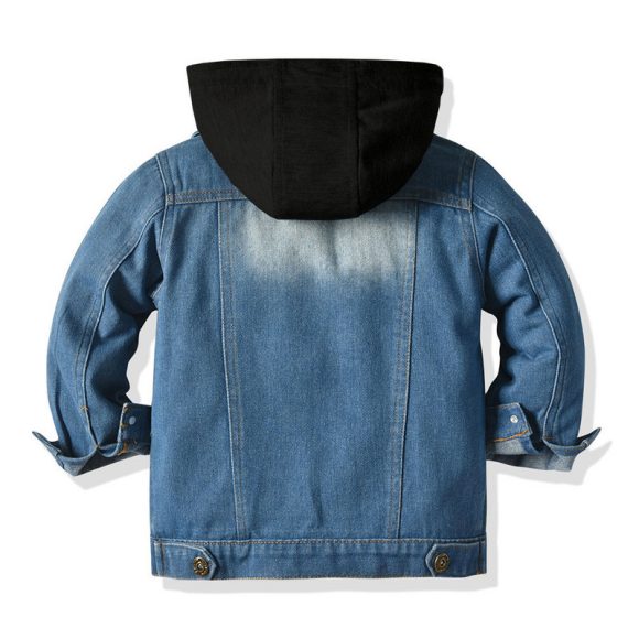 Children's Fake Two-piece Denim Jacket, Children's Hooded Fashion Casual Top - Image 4