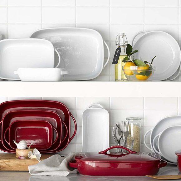 Elliptical creative ceramics binaural fish dish high soup pan home baked rice plate rectangular cheese cake tray - Image 5