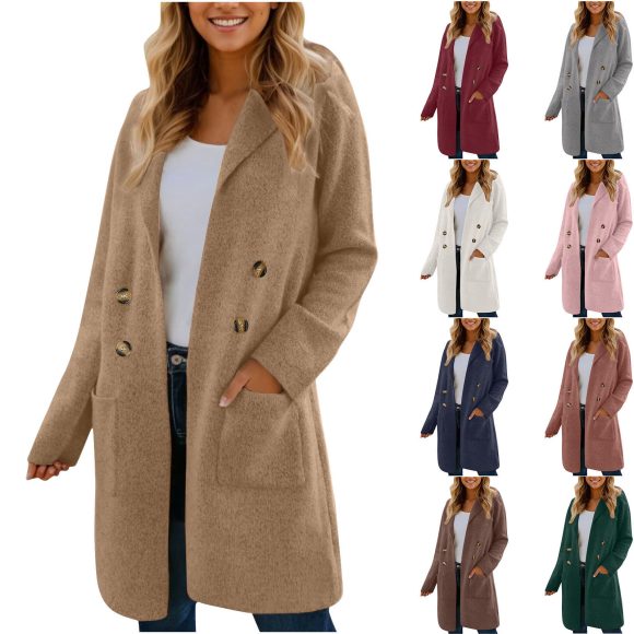 Women's Fashionable All-match Mid-length Woolen Coat Suit Jacket - Image 4