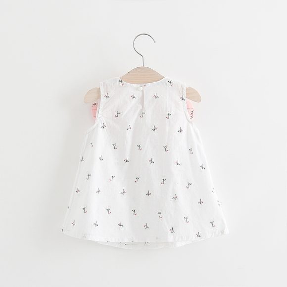 Solid color bow bow floral print halter skirt - Image 2