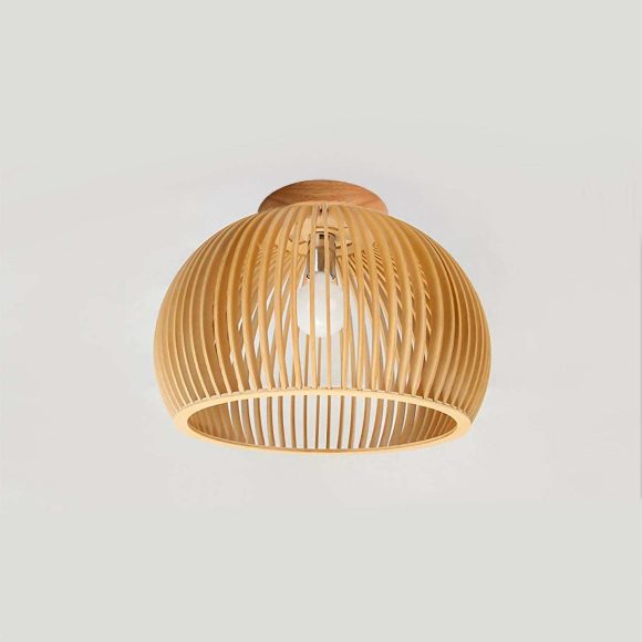 Nordic Wooden Dining Room Bedroom Cafe Half Round Pumpkin Chandelier - Image 3