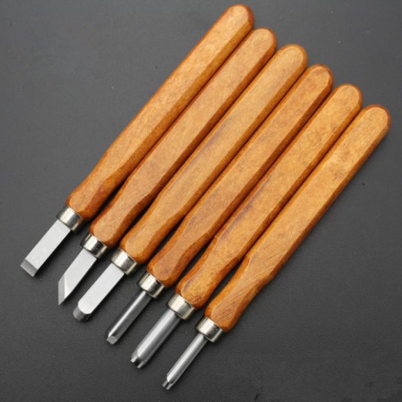 Mahogany 6 Sticks Carving Knife Handmade Woodcut Knife Eraser Engraving Set Woodcarving Tool - Image 5