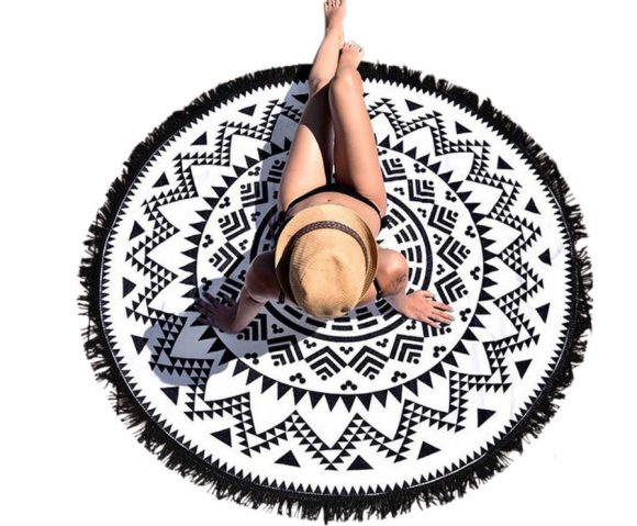 European and American printed tassel round beach mats Seaside yoga mat round beach towels - Image 2