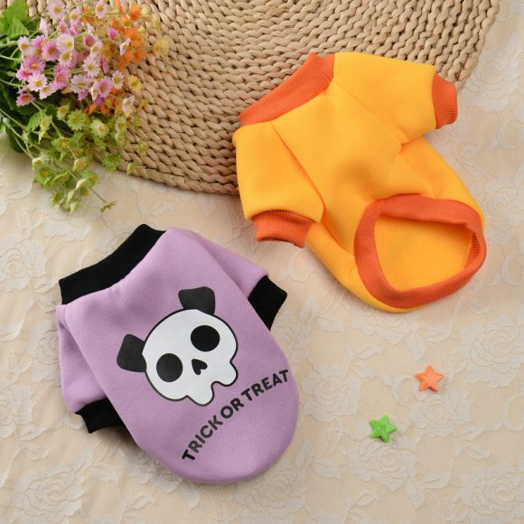 Halloween Pumpkin Skull Pet Teddy Small Dog Autumn Winter Sweater - Image 2