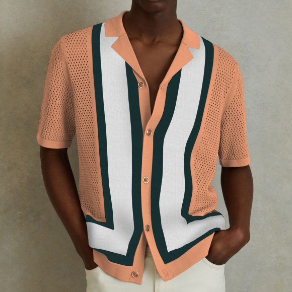 Men's Summer New Striped Contrast Color Knitwear Top - Image 8