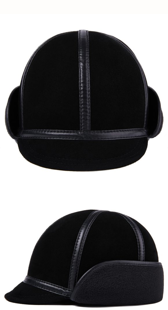 Casual Leather Men's Winter Sheepskin Velvet Thermal Outdoor Hat - Image 2