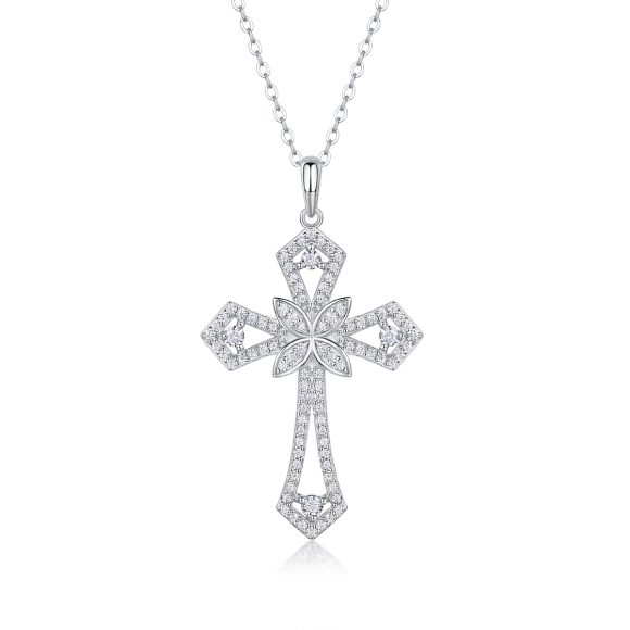 Backup Force Luxury Fashion Diamond Pendant Necklace Set With Mosan Diamond Silver Ornaments