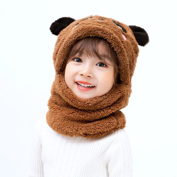 Winter boys and girls bib hat one-piece baby hat ear protection panda head hat - Image 5
